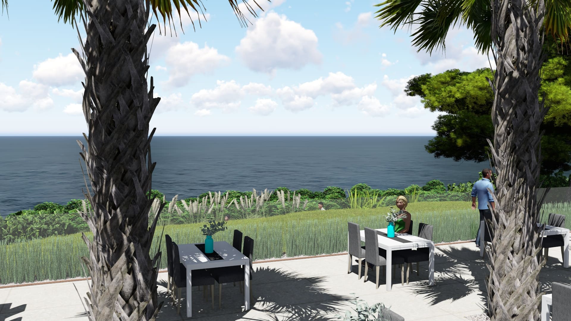 Espace vert d'hôtel en Tunisie - aménagement paysager Verthème