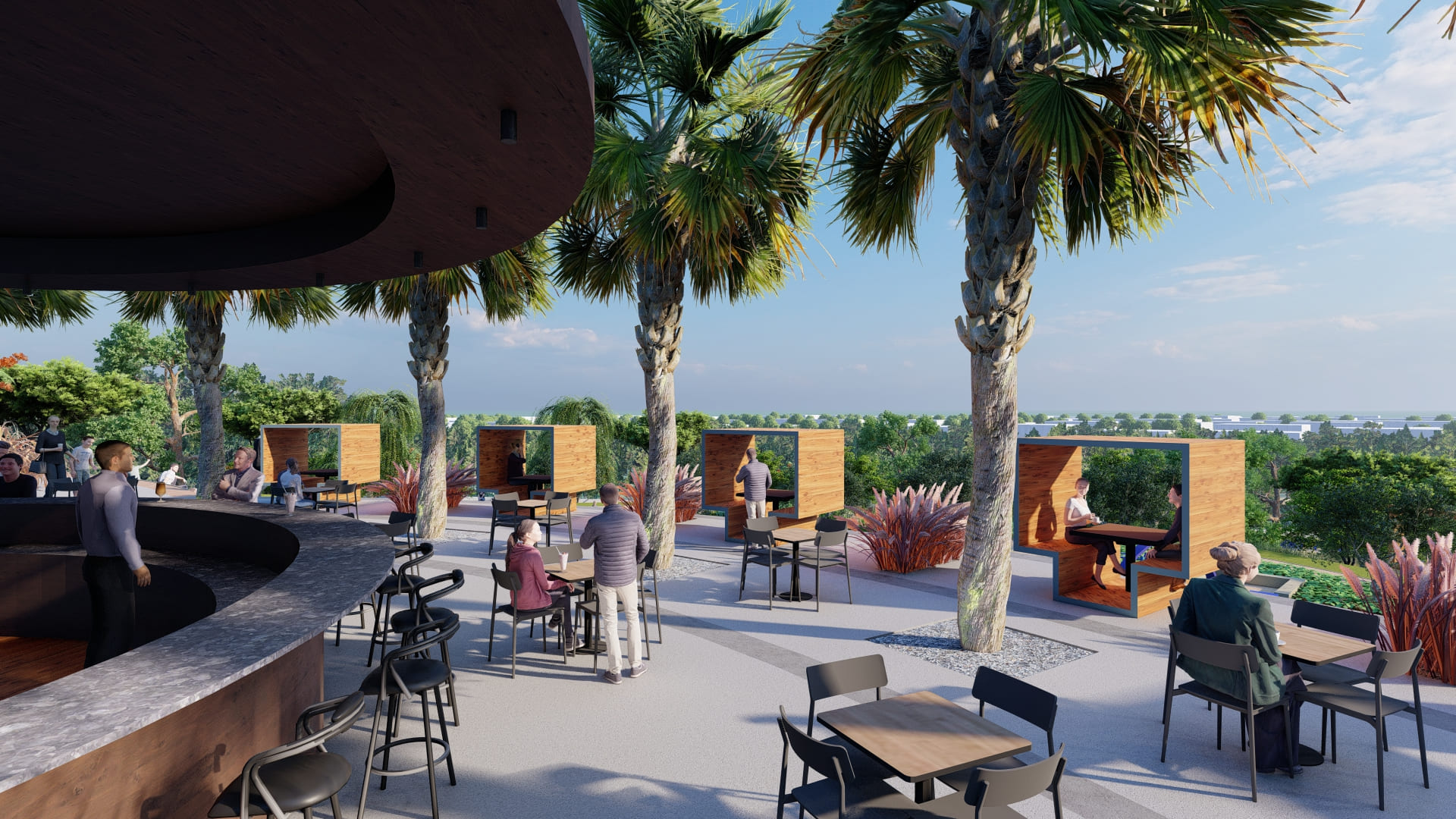 Terrasse végétalisée d'hôtel à Tunis - design paysager Verthème