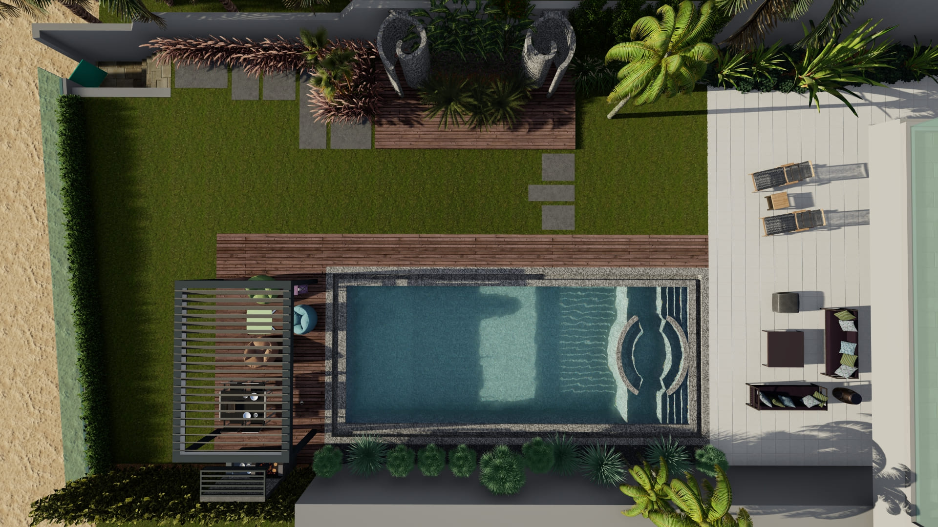 Jardin privé de villa à Tunis - conception et réalisation Verthème