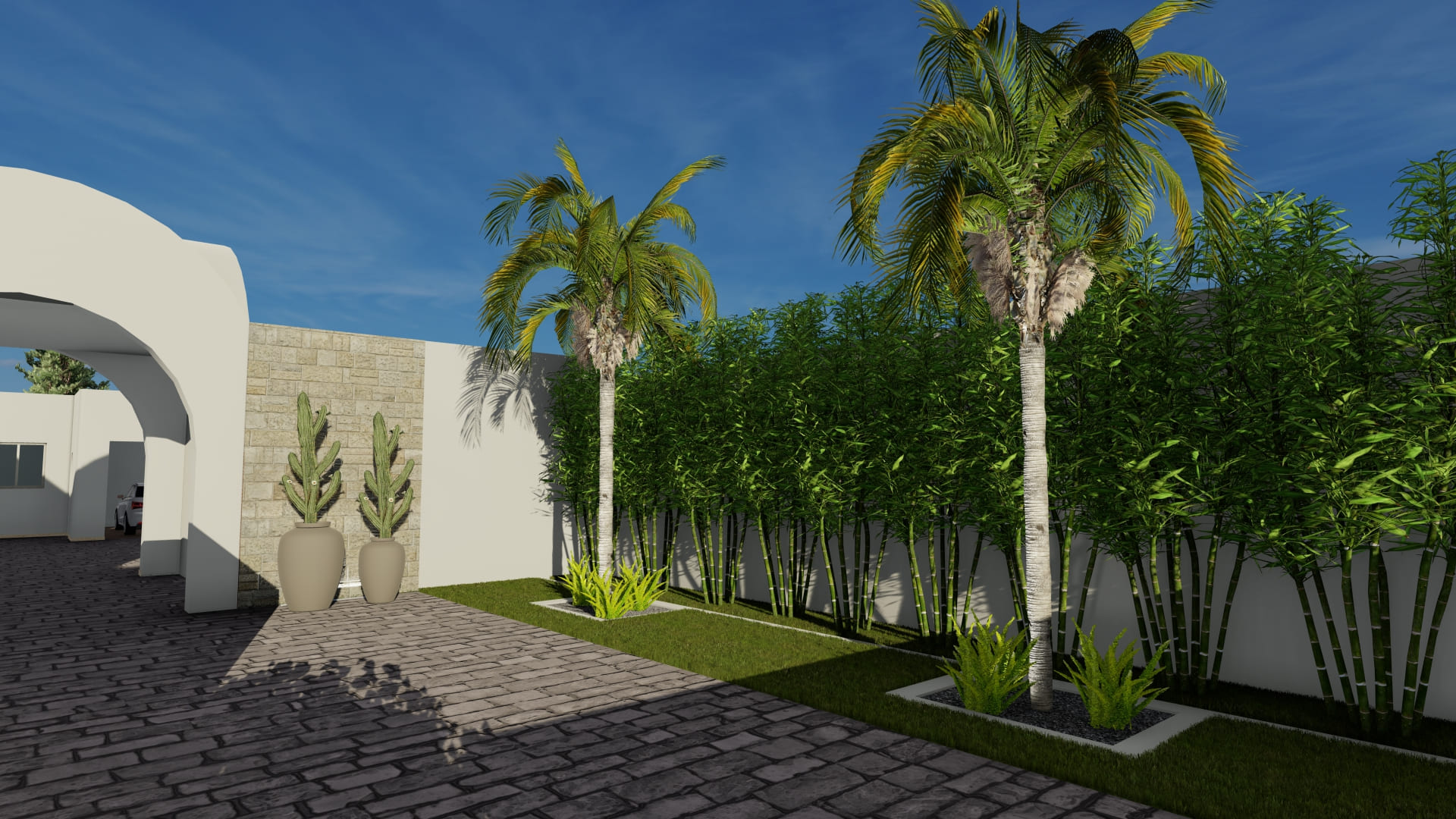 Jardin paysager d'une villa à La Marsa - Verthème